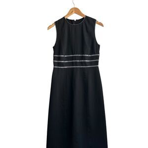 Luisa Beccaria Midi Dress Size‎ 8 Black Career Classic Cocktail Elegant Sheath